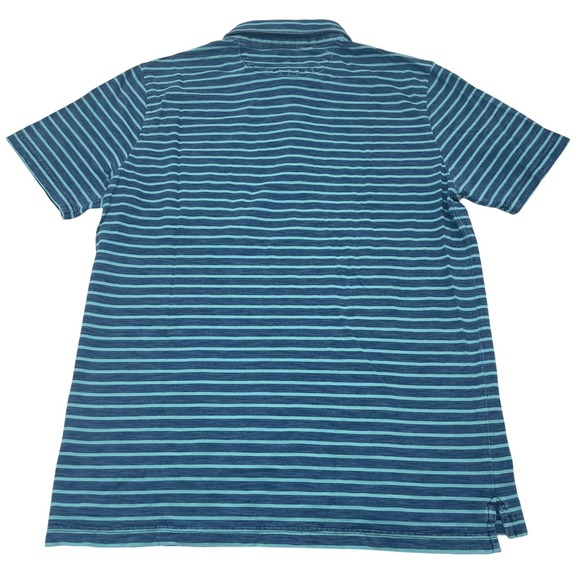 FAHERTY Brand Mens Short Sleeve Striped Polo Shirt Size Large Pocket Stretch - Picture 3 of 8